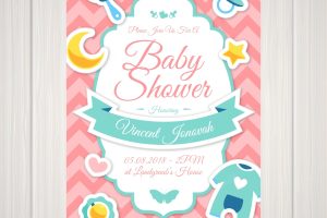 Baby shower invitation template in flat design