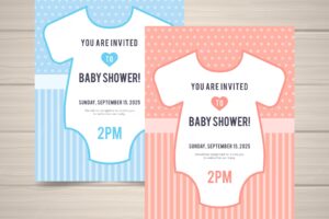 Baby shower invitation template in flat style