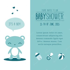 Baby shower invitation with a bear