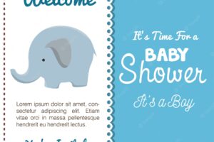 Baby shower invitation with cute animal