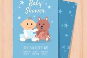 Baby shower invitation with cute boy