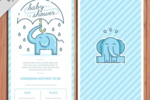 Baby shower invitation with a cute elephant