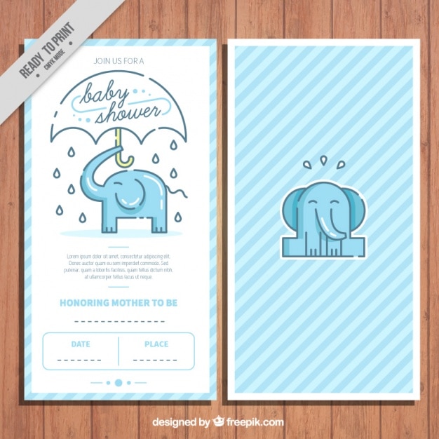 Baby shower invitation with a cute elephant