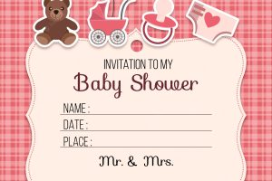 Baby shower invitation with elements