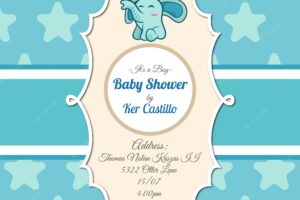 Baby shower invitation with elephant