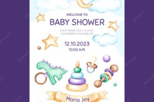 Baby shower party celebration vertical poster template