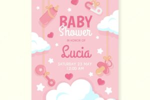 Baby shower pink invitation template