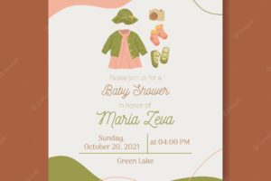 Baby shower template invitation for baby girl with earth tone warm colors