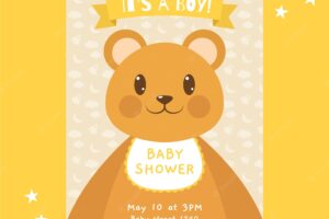 Baby shower template invitation with boy theme