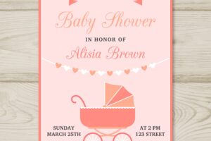 Baby shower template with buggy