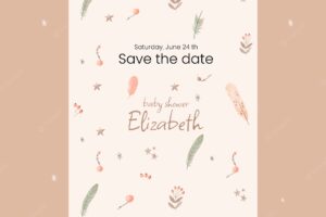 Baby shower vertical poster template with vegetation