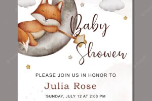 Baby shower watercolor invitation card