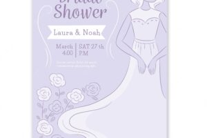 Bachelorette invitation with bride and floral decoration