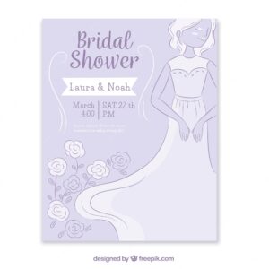 Bachelorette invitation with bride and floral decoration