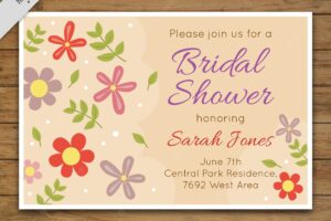 Bachelorette invitation with decorative flowers