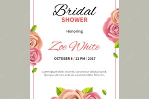 Bachelorette invitation with realistic flowers