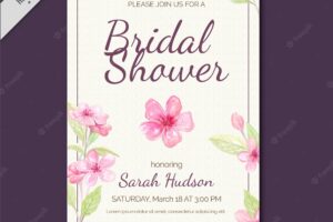 Bachelorette invitation with watercolor flowers