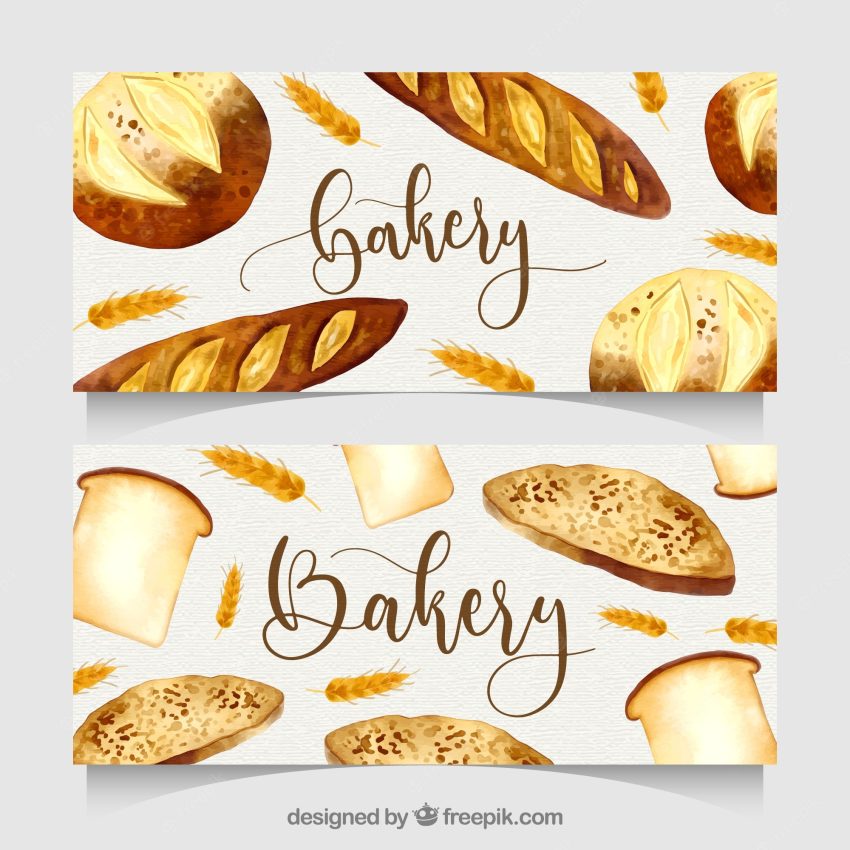 Bakery banners in watercolor style