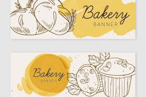 Bakery banners in watercolor style