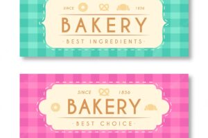 Bakery banners with sweets and bread
