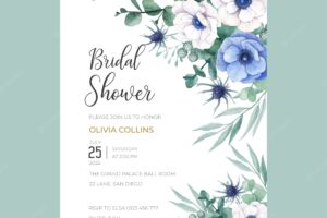 Beautiful anemone flowers for bridal shower invitation party