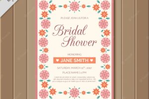 Beautiful bachelorette invitation with pink and orange flowers