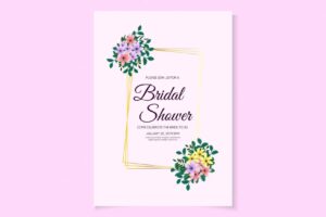 Beautiful floral bridal shower template card invitation lovely stunning trendy colourful flowers