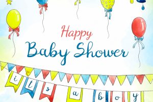 Beautiful watercolor baby shower template