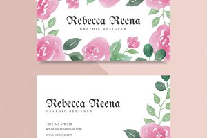 Beautiful watercolor flower business card template design