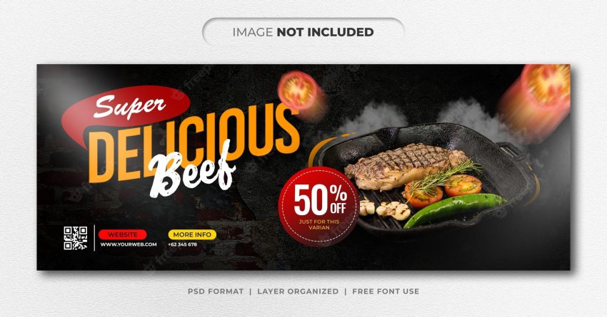 Beef menu banner design template