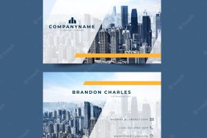 Big city with skyscrapers business card template