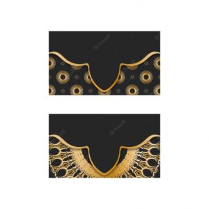 Black business card with luxurious gold ornaments for your business.