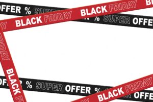 Black friday sale ribbon red and black color vector