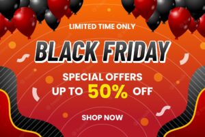 Black friday sale with balloon background design