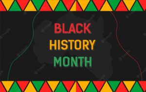 Black history month background, banner design celebrated annually in february in the usa and canada