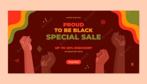 Black history month celebration horizontal sale banner template