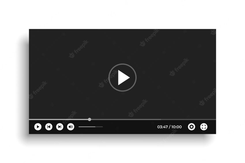 Black video player template mockup design