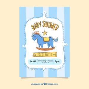 Blue baby shower card with horse