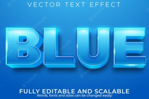 Blue text effect, editable water and ocean text style