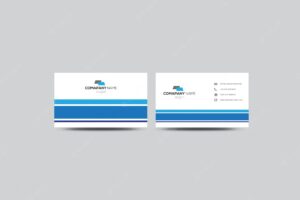 Blue and white business card