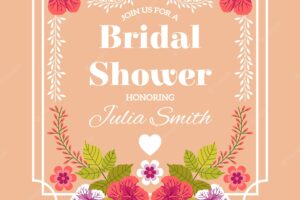 Bridal shower frame with beautiful flowers
