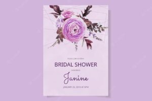 Bridal shower invitation card template in abstract flowers floral