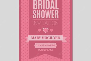 Bridal shower invitation template in pink tones