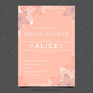 Bridal shower invitation template with abstract flowers