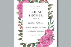 Bridal shower invitation templates with watercolor flowers