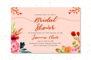 Bridal shower invitation with autumn floral watercolor