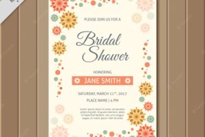Bridal shower invitation with flat flowers