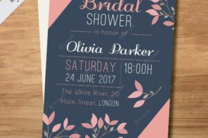 Bridal shower invitation with floral decoration