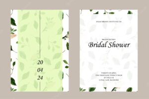 Bridal shower invitation with floral seamless