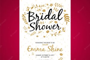 Bridal shower invitation with golden vegetation